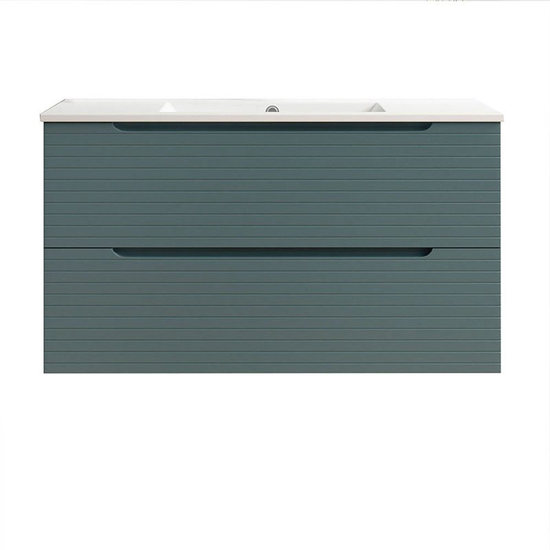 Mueble + lavabo valnera 60x45 cm azul oceano mate 2 cajones suspendido