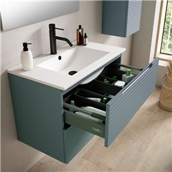Mueble + lavabo valnera 60x45 cm azul oceano mate 2 cajones suspendido