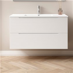 Mueble + lavabo valnera 60x45 cm blanco mate 2 cajones suspendido