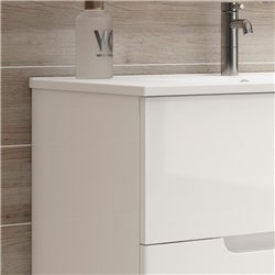 Mueble + lavabo valnera 60x45 cm blanco mate 2 cajones suspendido