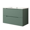 Mueble + lavabo valnera 60x45 cm verde lago mate 2 cajones suspendido