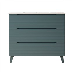 Mueble + lavabo valnera 80x45 cm azul oceano mate 3 cajones con patas