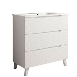 Mueble + lavabo valnera 80x45 cm blanco mate 3 cajones con patas