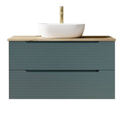 Mueble + lavabo valnera sobre encimera 100x45 cm azul oceano mate 2 cajones susp