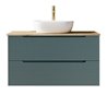 Mueble + lavabo valnera sobre encimera 100x45 cm azul oceano mate 2 cajones susp