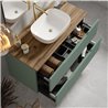 Mueble + lavabo valnera sobre encimera 100x45 cm verde lago mate 2 cajones suspe