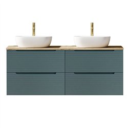 Mueble + lavabo valnera sobre encimera 120x45 cm azul oceano mate 2 cajones susp