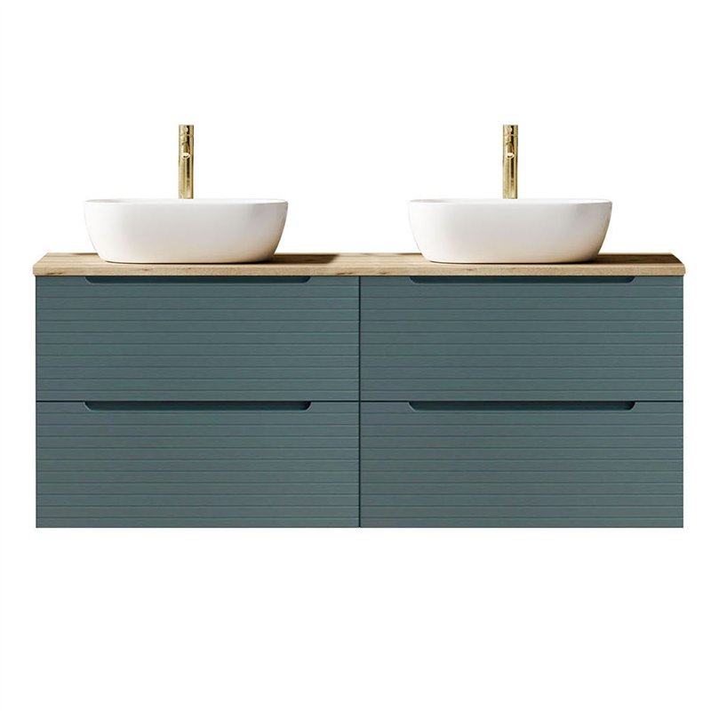 Mueble + lavabo valnera sobre encimera 120x45 cm azul oceano mate 2 cajones susp