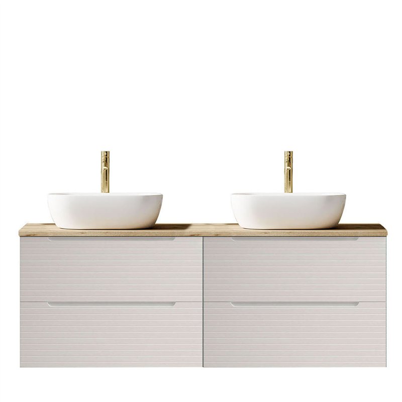 Mueble + lavabo valnera sobre encimera 120x45 cm blanco mate 2 cajones suspendid