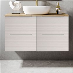 Mueble + lavabo valnera sobre encimera 120x45 cm blanco mate 2 cajones suspendid