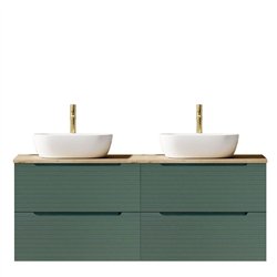 Mueble + lavabo valnera sobre encimera 120x45 cm verde lago mate 2 cajones suspe