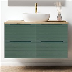 Mueble + lavabo valnera sobre encimera 120x45 cm verde lago mate 2 cajones suspe