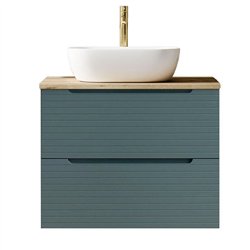 Mueble + lavabo valnera sobre encimera 60x45 cm azul oceano mate 2 cajones suspe