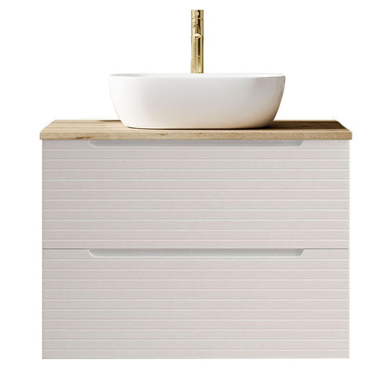 Mueble + lavabo valnera sobre encimera 60x45 cm blanco mate 2 cajones suspendido