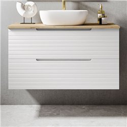 Mueble + lavabo valnera sobre encimera 60x45 cm blanco mate 2 cajones suspendido