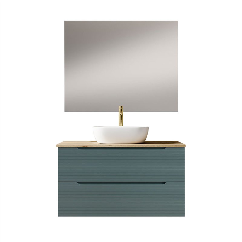 Mueble + lavabo valnera sobre encimera 80x45 cm azul oceano mate 2 cajones suspe