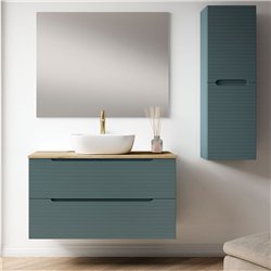 Mueble + lavabo valnera sobre encimera 80x45 cm azul oceano mate 2 cajones suspe