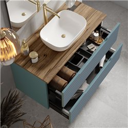 Mueble + lavabo valnera sobre encimera 80x45 cm azul oceano mate 2 cajones suspe