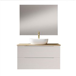 Mueble + lavabo valnera sobre encimera 80x45 cm blanco mate 2 cajones suspendido