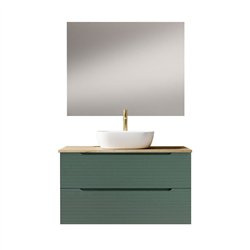 Mueble + lavabo valnera sobre encimera 80x45 cm verde lago mate 2 cajones suspen