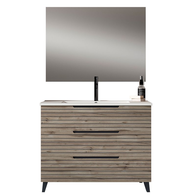 Conjunto de baño lusa 80x45 cm desierto mate 3 cajones con patas
