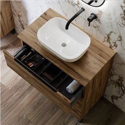 Conjunto de baño lusa sobre encimera 100x45 cm desierto mate 3 cajones con patas
