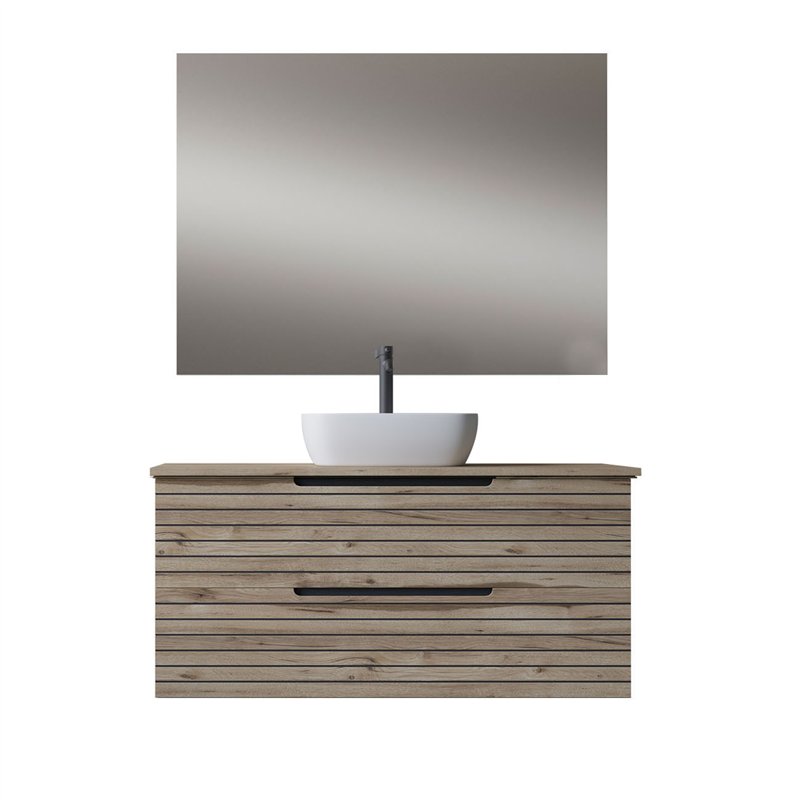 Conjunto de baño lusa sobre encimera 60x45 cm desierto mate 2 cajones suspendido