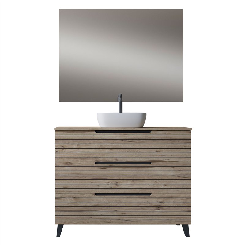 Conjunto de baño lusa sobre encimera 80x45 cm desierto mate 3 cajones con patas