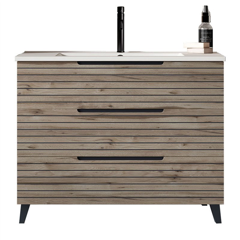 Mueble + lavabo lusa 80x45 cm desierto mate 3 cajones con patas