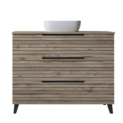 Mueble + lavabo lusa sobre encimera 80x45 cm desierto mate 3 cajones con patas