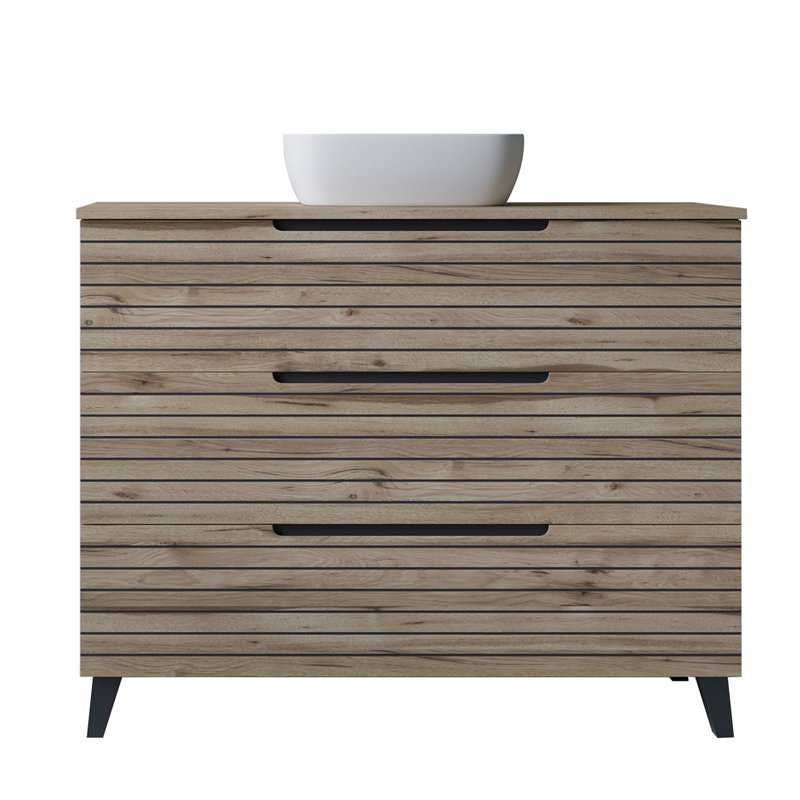Mueble + lavabo lusa sobre encimera 80x45 cm desierto mate 3 cajones con patas