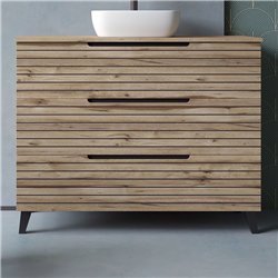 Mueble + lavabo lusa sobre encimera 80x45 cm desierto mate 3 cajones con patas