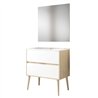Conjunto de baño dulla 70x45 cm roble y blanco mate 2 cajones suspendido