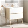 Conjunto de baño dulla 70x45 cm roble y blanco mate 2 cajones suspendido