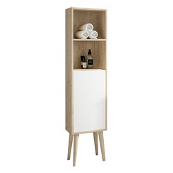 Mueble auxiliar dulla 35x24 cm roble y blanco mate suspendido