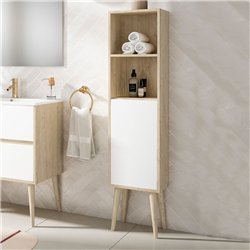 Mueble auxiliar dulla 35x24 cm roble y blanco mate suspendido