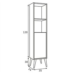 Mueble auxiliar dulla 35x24 cm roble y blanco mate suspendido