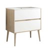 Mueble + lavabo dulla 70x45 cm roble y blanco mate 2 cajones suspendido