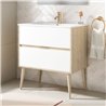 Mueble + lavabo dulla 70x45 cm roble y blanco mate 2 cajones suspendido