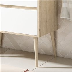 Mueble + lavabo dulla 70x45 cm roble y blanco mate 2 cajones suspendido