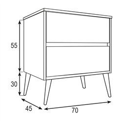 Mueble + lavabo dulla 70x45 cm roble y blanco mate 2 cajones suspendido