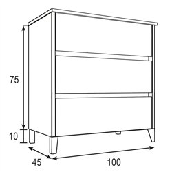 Conjunto de baño karria 100x45 cm teca claro mate 3 cajones con patas