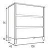 Conjunto de baño karria 100x45 cm teca claro mate 3 cajones con patas