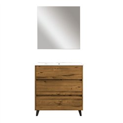 Conjunto de baño karria 80x45 cm teca claro mate 3 cajones con patas