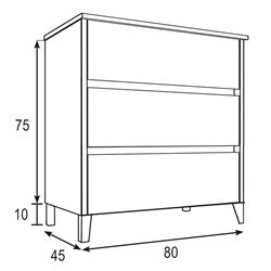 Conjunto de baño karria 80x45 cm teca claro mate 3 cajones con patas
