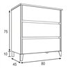 Conjunto de baño karria 80x45 cm teca claro mate 3 cajones con patas