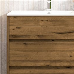 Mueble + lavabo karria 100x45 cm teca claro mate 3 cajones con patas