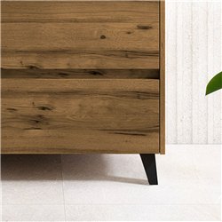 Mueble + lavabo karria 100x45 cm teca claro mate 3 cajones con patas