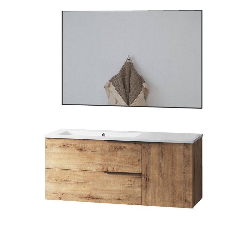 Conjunto de baño bedón 100x45 cm roble ostippo mate 2 cajones suspendido