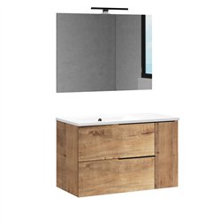 Conjunto de baño bedón 80x45 cm roble ostippo mate 2 cajones suspendido